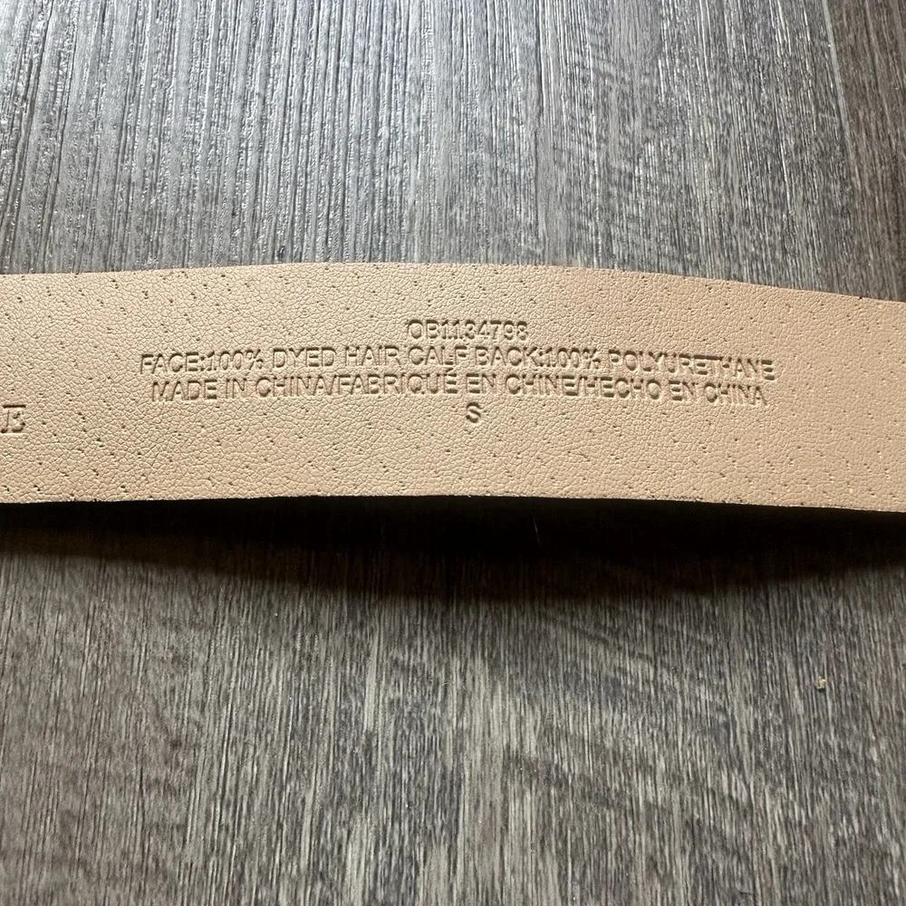 NWT Anthropologie Classic Western Belt Tiger Print Calf Hair M Tan Skinny $78